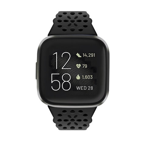 Strap-it Strap-it Correa silicona con estampado Fitbit Versa 3 (negro)