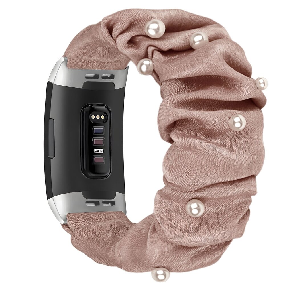 Strap-it Strap-it Correa scrunchie Fitbit Charge 4 (beige oscuro con perlas) Strap-it Strap-it Correa scrunchie Fitbit Charge 4 (beige oscuro con perlas)