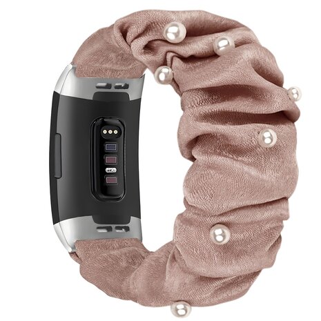 Strap-it Strap-it Correa scrunchie Fitbit Charge 4 (beige oscuro con perlas) Strap-it Strap-it Correa scrunchie Fitbit Charge 4 (beige oscuro con perlas)