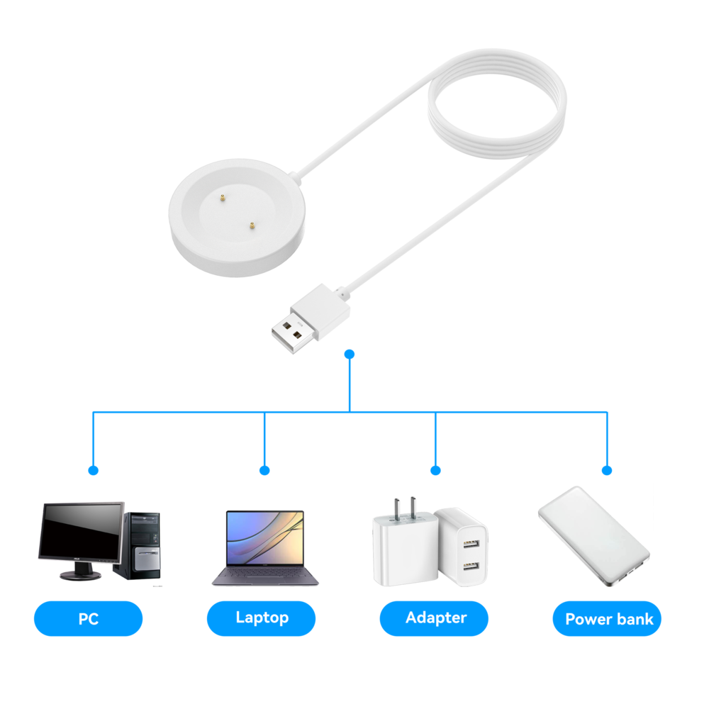 Bandz Bandz Cargador USB-A Huawei Watch GT / GT 2 / GT 2e (blanco) - 100cm Bandz Bandz Cargador USB-A Huawei Watch GT / GT 2 / GT 2e (blanco) - 100cm