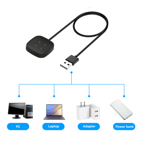 Bandz Bandz Cargador USB-A para Fitbit Sense 1 / Sense 2 (negro) - 30 cm Bandz Bandz Cargador USB-A para Fitbit Sense 1 / Sense 2 (negro) - 30 cm