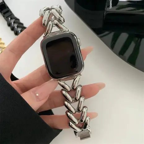 Strap-it Strap-it Correa acero V-type Apple Watch (zilver) Strap-it Strap-it Correa acero V-type Apple Watch (zilver)