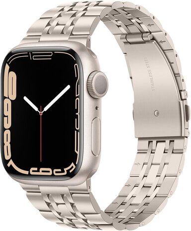 Strap it Strap it Correa eslabones acero de lujo Apple Watch blanco estrella