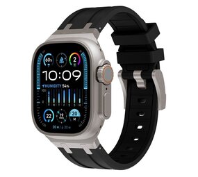 Strap-it Correa silicona liquida de lujo Apple Watch (negro con titanio)