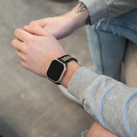 Strap it Strap it Correa acero Apple Watch negro plata