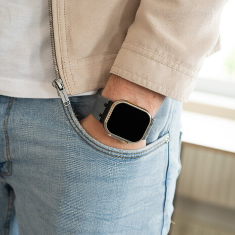 Strap-it Strap-it Correa silicona liquida de lujo Apple Watch (gris oscuro con negro)