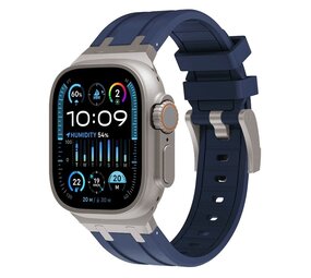 Strap-it Correa silicona liquida de lujo Apple Watch (azul con titanium)
