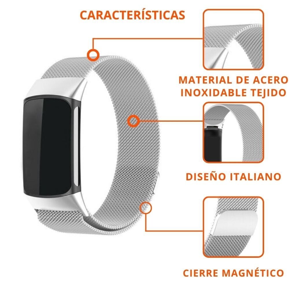 Strap-it Strap-it Correa milanesa Fitbit Charge 6 (plata) Strap-it Strap-it Correa milanesa Fitbit Charge 6 (plata)