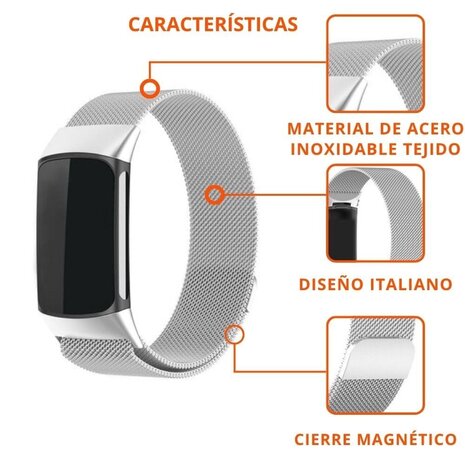 Strap-it Strap-it Correa milanesa Fitbit Charge 6 (plata) Strap-it Strap-it Correa milanesa Fitbit Charge 6 (plata)