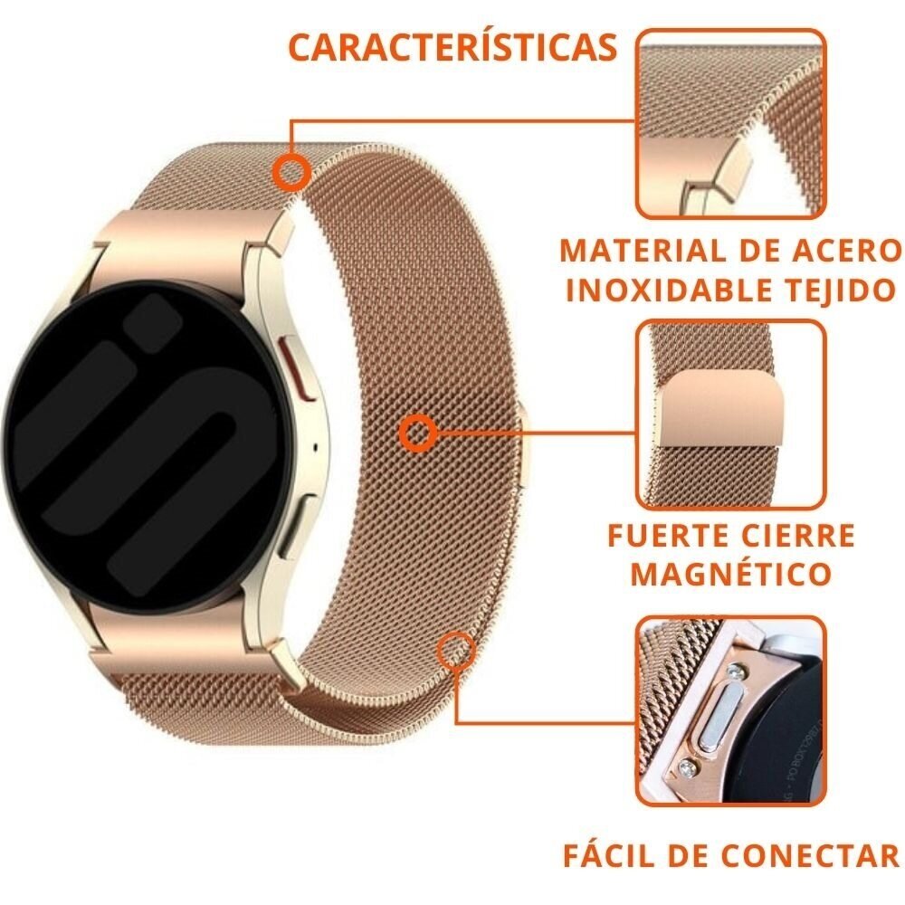 Strap-it Strap-it Correa milanesa 'One push' Samsung Galaxy Watch 7 - 40mm (oro rosa) Strap-it Strap-it Correa milanesa 'One push' Samsung Galaxy Watch 7 - 40mm (oro rosa)