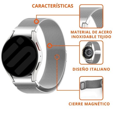 Strap-it Strap-it Correa milanesa 'One push' Samsung Galaxy Watch 4 44mm (plata) Strap-it Strap-it Correa milanesa 'One push' Samsung Galaxy Watch 4 44mm (plata)