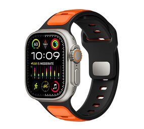 Strap-it Correa de silicona premium outdoor Apple Watch (naranja/negra)