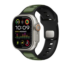 Strap-it Correa de silicona premium outdoor Apple Watch (verde militar/negra)