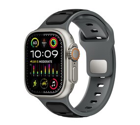 Strap-it Correa de silicona premium outdoor Apple Watch (negra/gris)