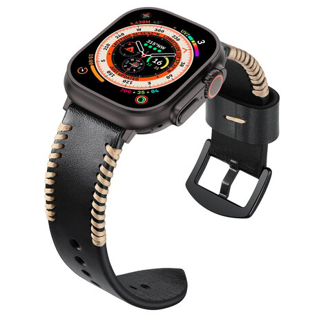 Strap-it Strap-it Correa de cuero cosida Apple Watch (negra) Strap-it Strap-it Correa de cuero cosida Apple Watch (negra)