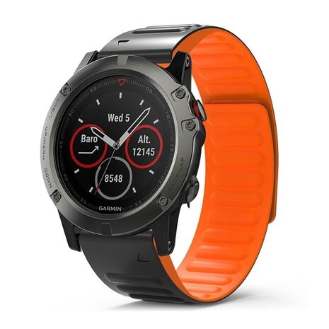 Strap-it Strap-it Correa silicona magnético Garmin Instinct 3 - 45mm (negra/naranja)