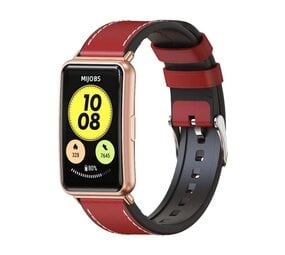 Strap-it Correa híbrida de cuero Huawei Watch Fit SE (rojo) Strap-it Correa híbrida de cuero Huawei Watch Fit SE (rojo)