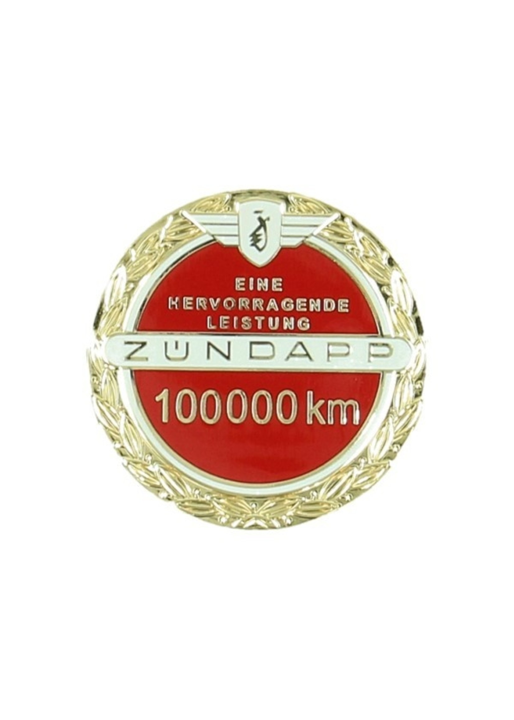 Zundapp sticker zundapp logo 100.000 km Jubileum incl. speldje rood