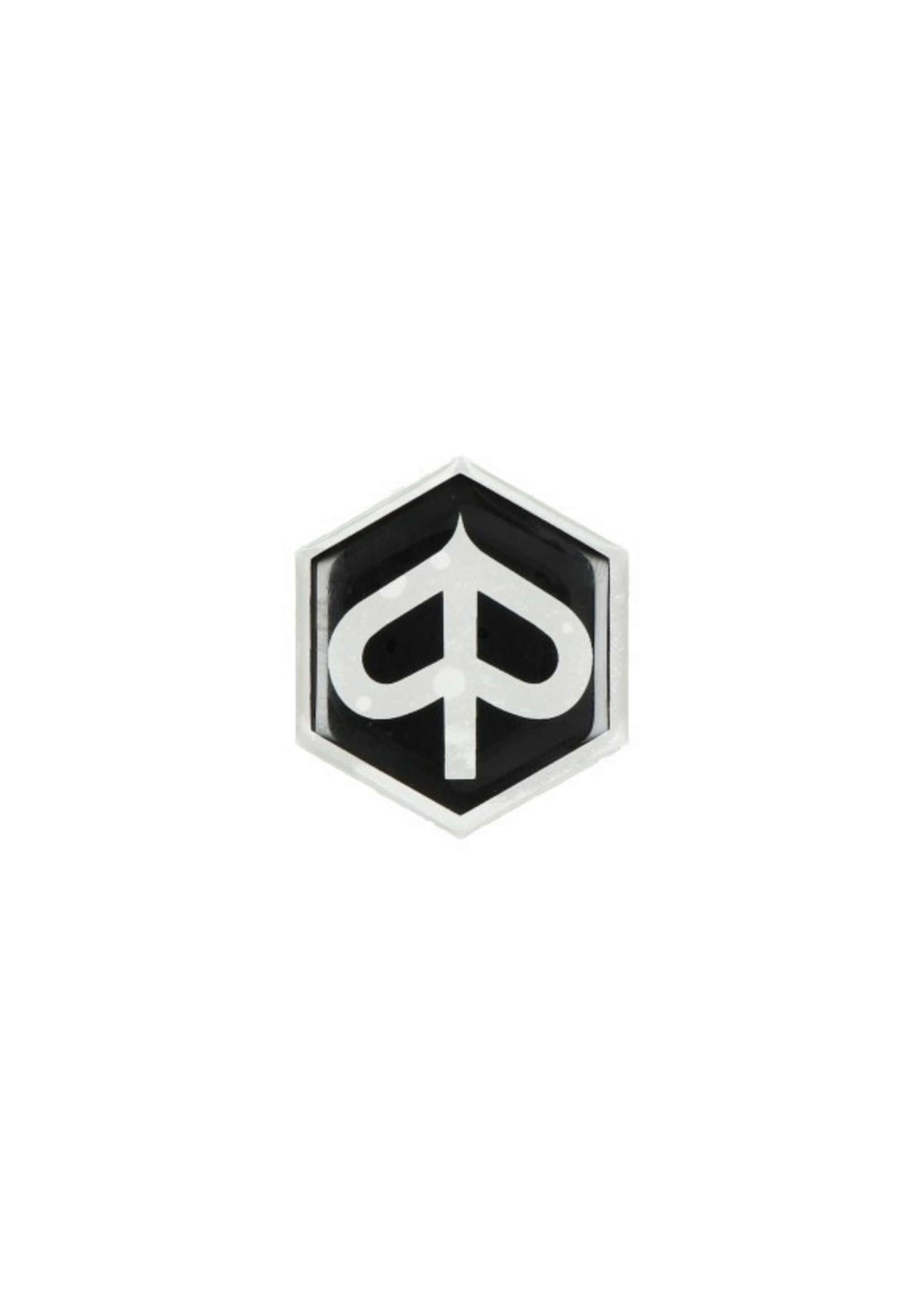 Piaggio sticker logo voorscherm zip2000 zeskant zwart/transparant 3d