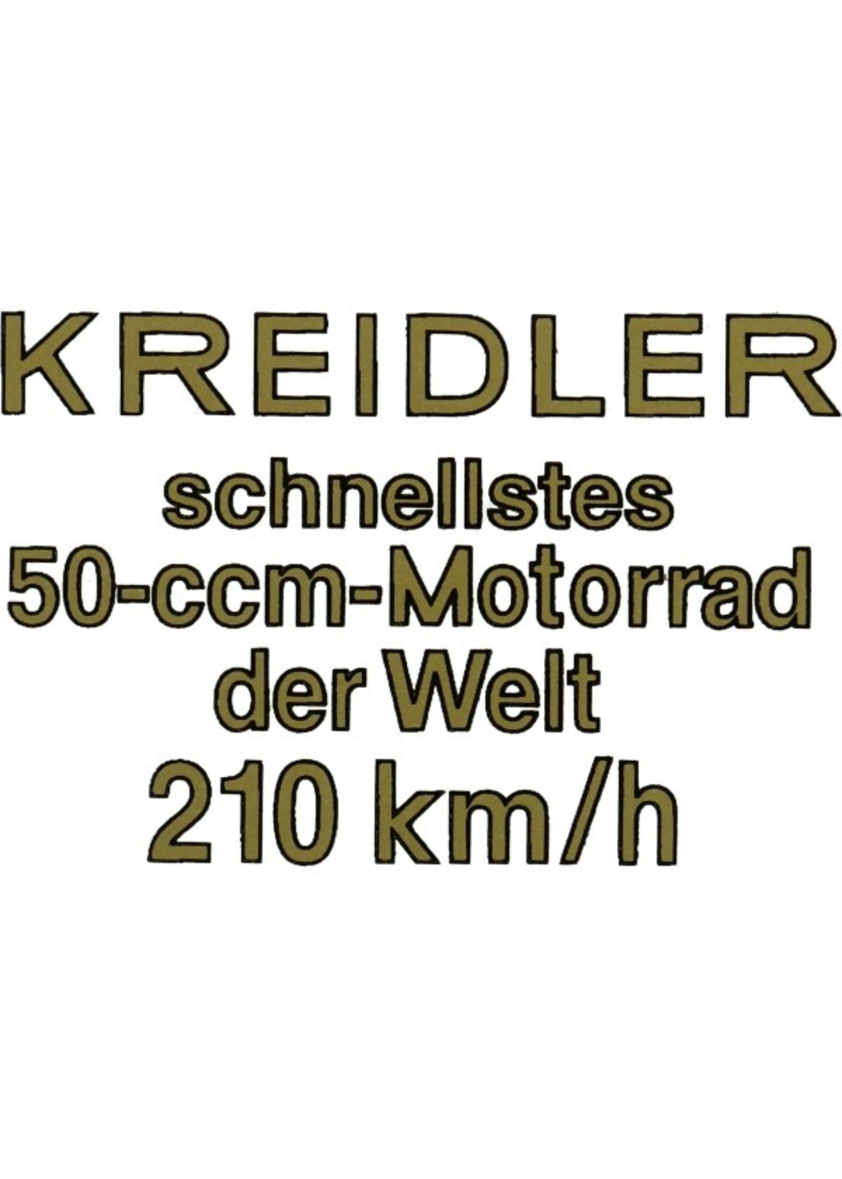 Kreidler sticker snellstes 50-ccm-motorrad der welt 210 km/h kreidler goud