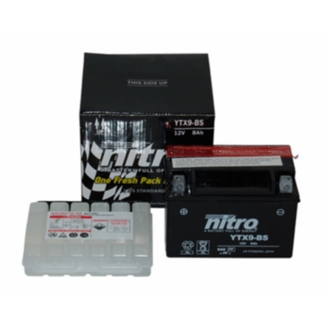 Piaggio Nitro NTX9-BS (YTX9-BS) scooteraccu 12V 8Ah – onderhoudsvrij met zuurpack, geschikt voor o.a. Zip 4T en Centro 4T