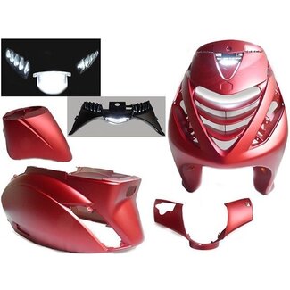 Piaggio plaatwerkset model SP + led lamp zip2000 rood mat Power1 6-delig