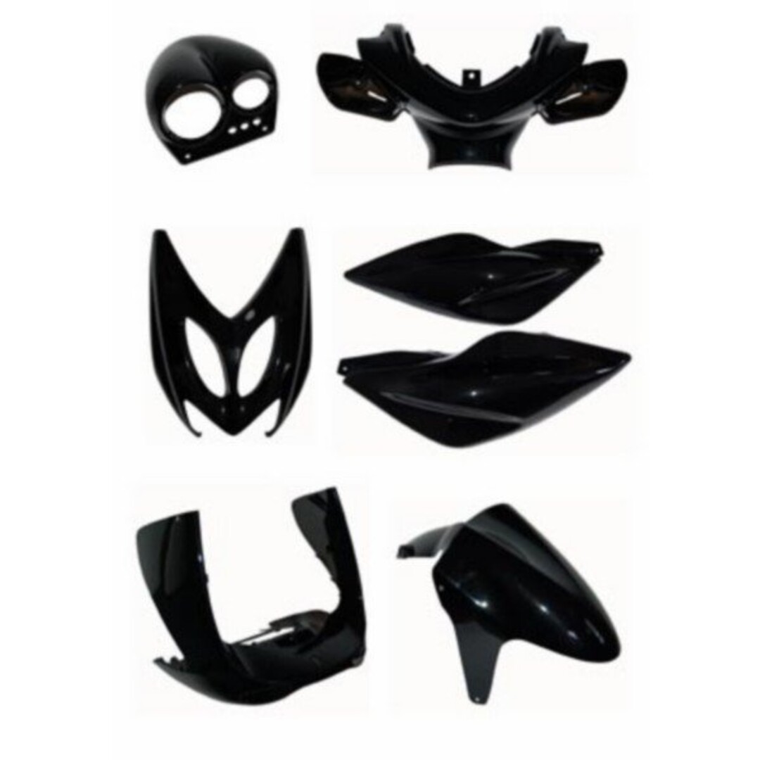 DMP plaatwerkset zwart glans 7‑delig voor Yamaha Aerox / MBK Nitro – glanzend zwart kappenset