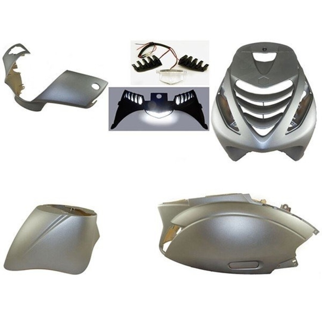 Piaggio plaatwerkset model SP + led lamp zip2000 antraciet mat Power1 6-delig