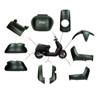 Kappenset zwart mat NIU N1S 10-delig