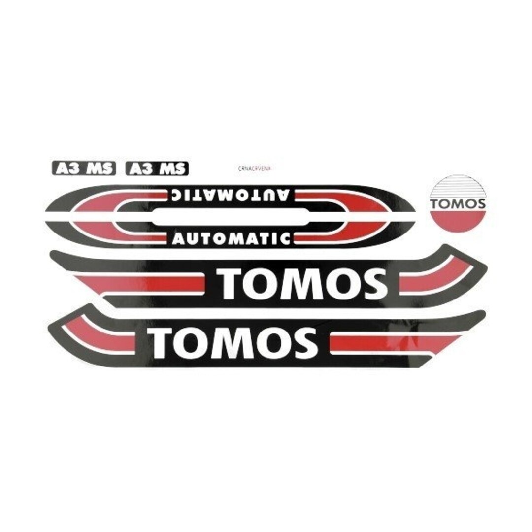 Tomos Tomos Stickerset Zwart/Rood/Wit – Benzine- & Krasbestendig – Past op Standard (080010)