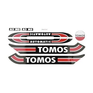 Tomos Stickerset Tomos Zwart/Rood/Wit – Benzine- & Krasbestendig