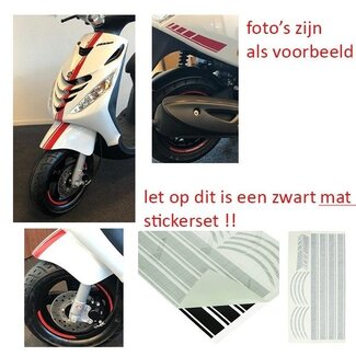 Piaggio stickerset sport euro-2/4/5 AMG zip2000 zwart mat 14-delig