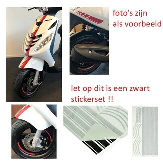 Piaggio stickerset sport AMG 14-delig zip2000 zwart glans