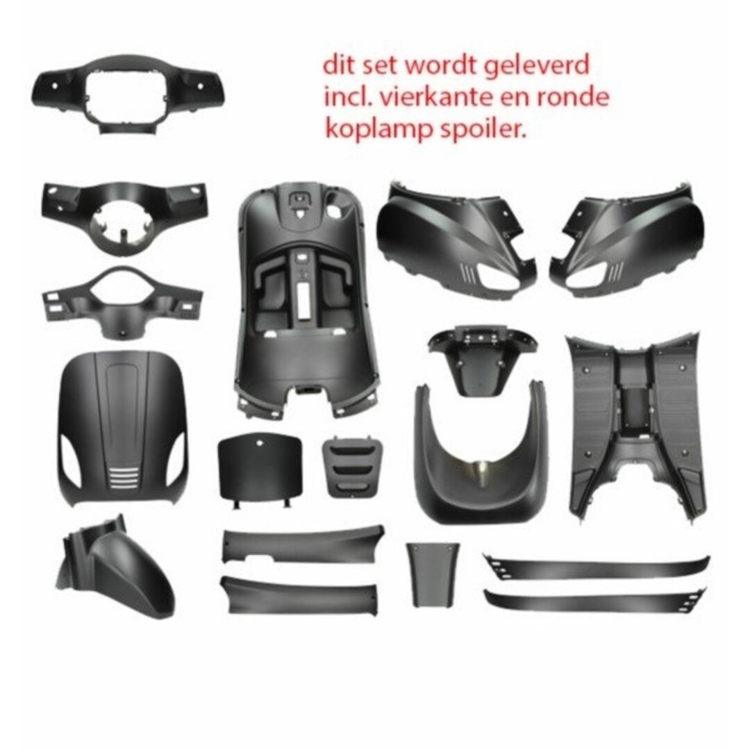 China Lx Mat zwarte 18-delige plaatwerkset voor AGM VX50s, AGM VX50, China LX/Napoli – met ronde én vierkante koplamp