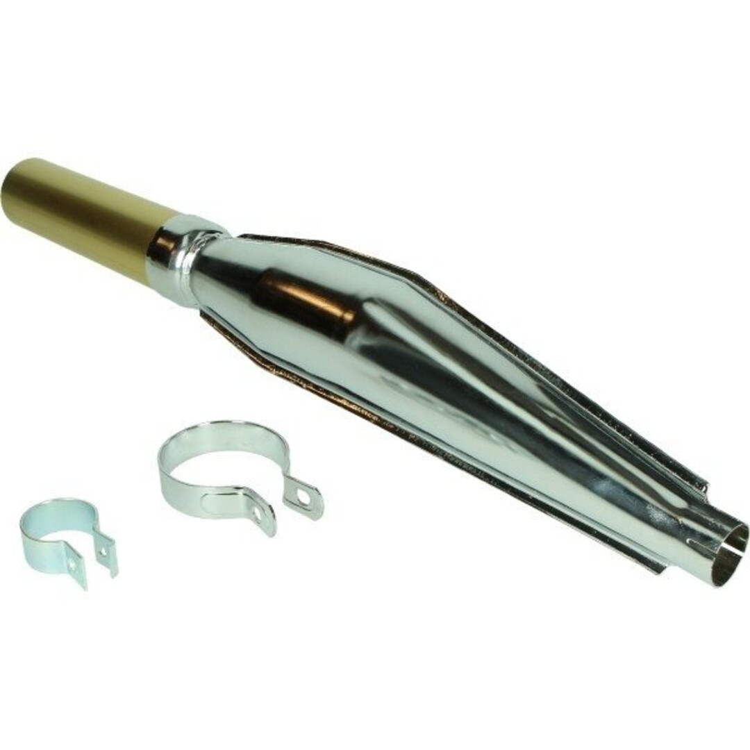 uitlaat cross (made in EU) + beugel (expansie) bromfiets 32mm chroom/goud jamarcol