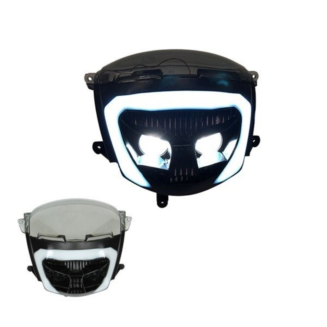 Piaggio koplamp + led lamp new style zip2000 zwart/smoke DMP