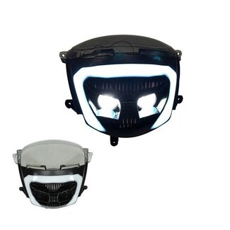 Piaggio koplamp + led lamp new style zip2000 zwart/smoke DMP