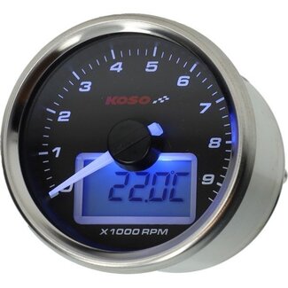 Digitale Koso toerenteller + temperatuurmeter 12V – 55mm