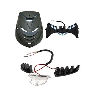 Piaggio led verlichting voorscherm boven E-keur (grill) zip sp/zip2000 smoke->transparant Power1 3-delig