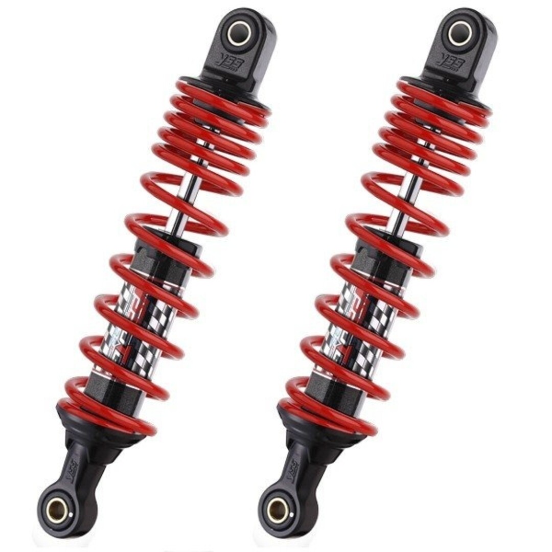 Piaggio YSS Hybrid DTG schokbrekerset 340mm achter rood – voor Piaggio Beverly 125/200/250/300 i.e./RST/Sport – gasdemper voor maxi scooter