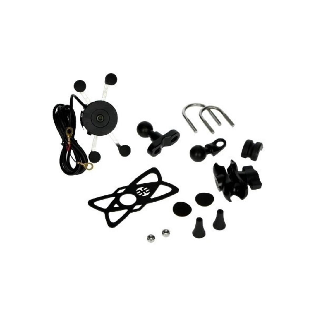 Universeel houder telefoon stuur/ spiegel scooter/ bromfiets met USB aansluiting