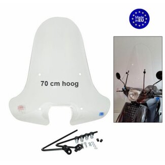 Piaggio windscherm + bev. set (made in EU) hoog zip model china AGM btcstreet/sp50 70cm helder