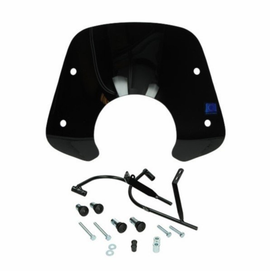 Windscherm laag Regia zwart glans + bevestigingsset – past op SYM Fiddle 2 (Made in EU)