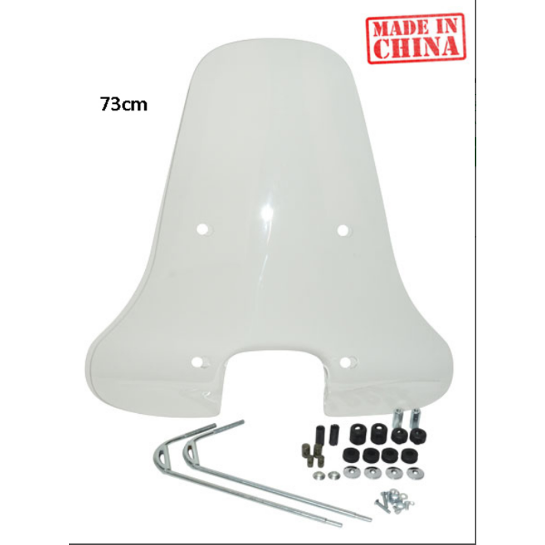 Windscherm + bev. set hoog vespa S 73cm helder incl beugels