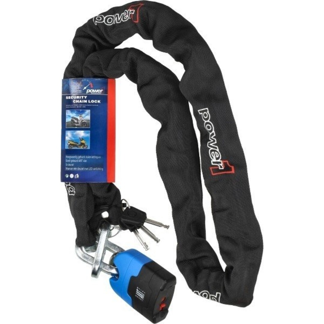 Power1 ART 4‑sterren kettingslot met hangslot en 170 cm ketting – ultra‑sterke beveiliging voor scooter of bromfiets