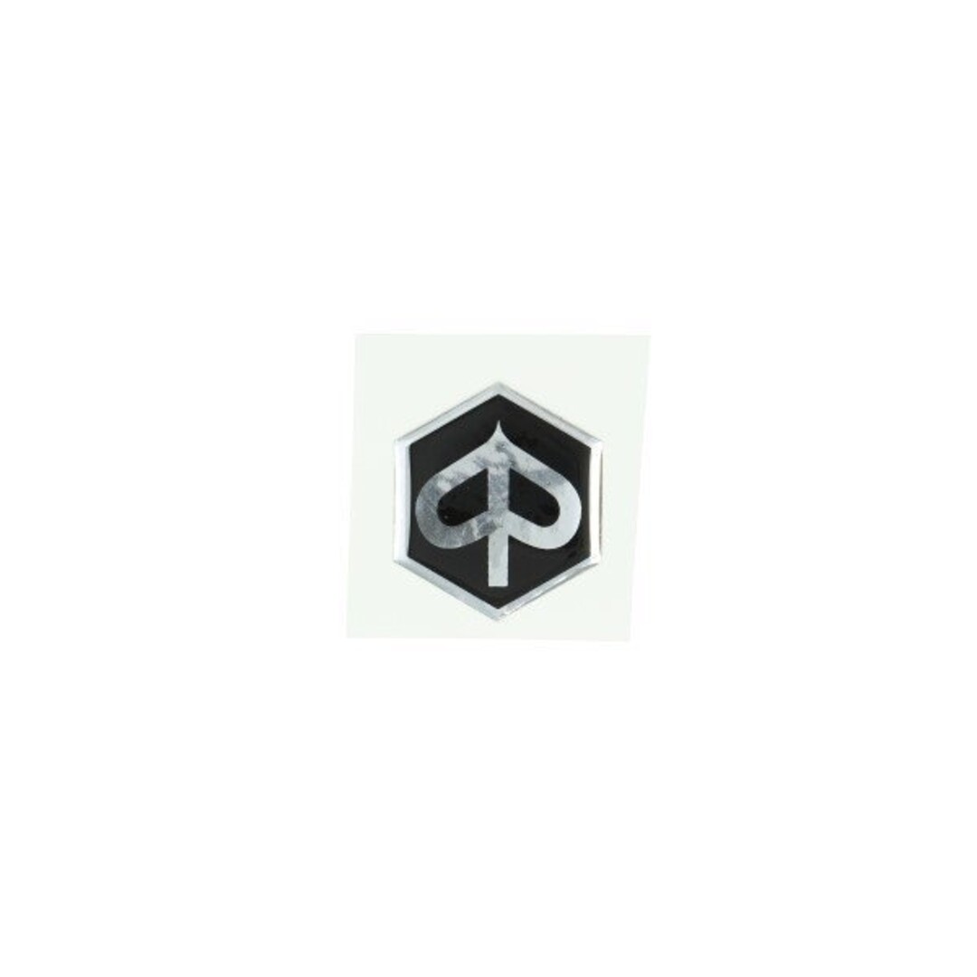 sticker logo voorscherm zwart/chroom zeskant 3d zip2000