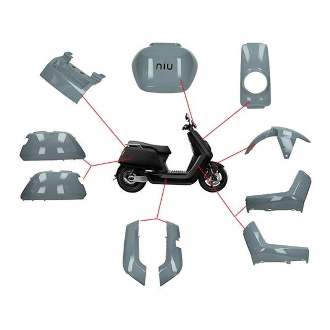 DMP 10-delige plaatwerkset nardo grijs glans voor NIU N1s – complete kappen set met sportieve uitstraling