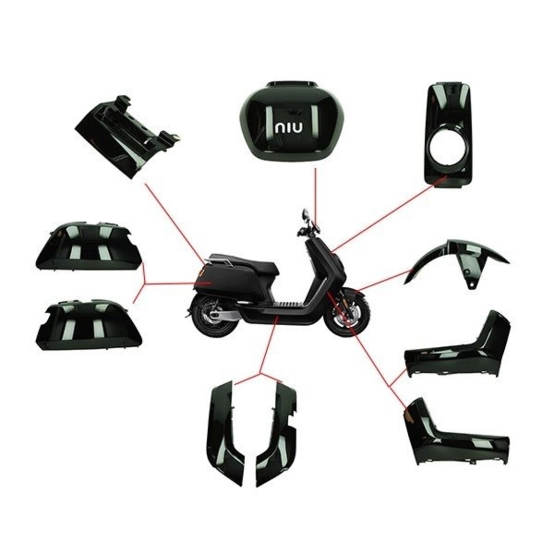 plaatwerkset NIU-N1 zwart glans DMP 10-delig