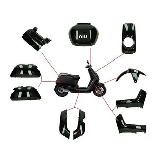 plaatwerkset NIU-N1 zwart glans DMP 10-delig