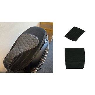 buddydek (made in EU) Designo grijze sticksels Alcantara vespa gts all/gts125/gts250/gts300 zwart